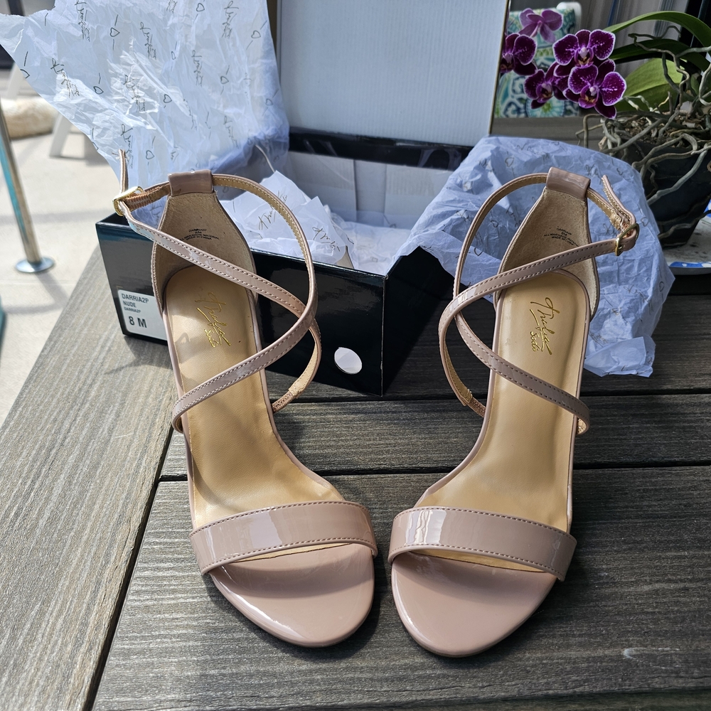 Thalia Sodi Blush Patent Strappy High Heel Sandals